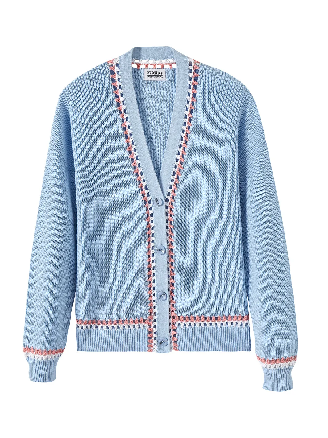 Jennifer Women's Cotton Cardigan with Crochet Trim