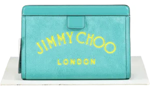 Jimmy Choo Blue Varenne Pouch Clutch Bag Malibu/gold BNWT