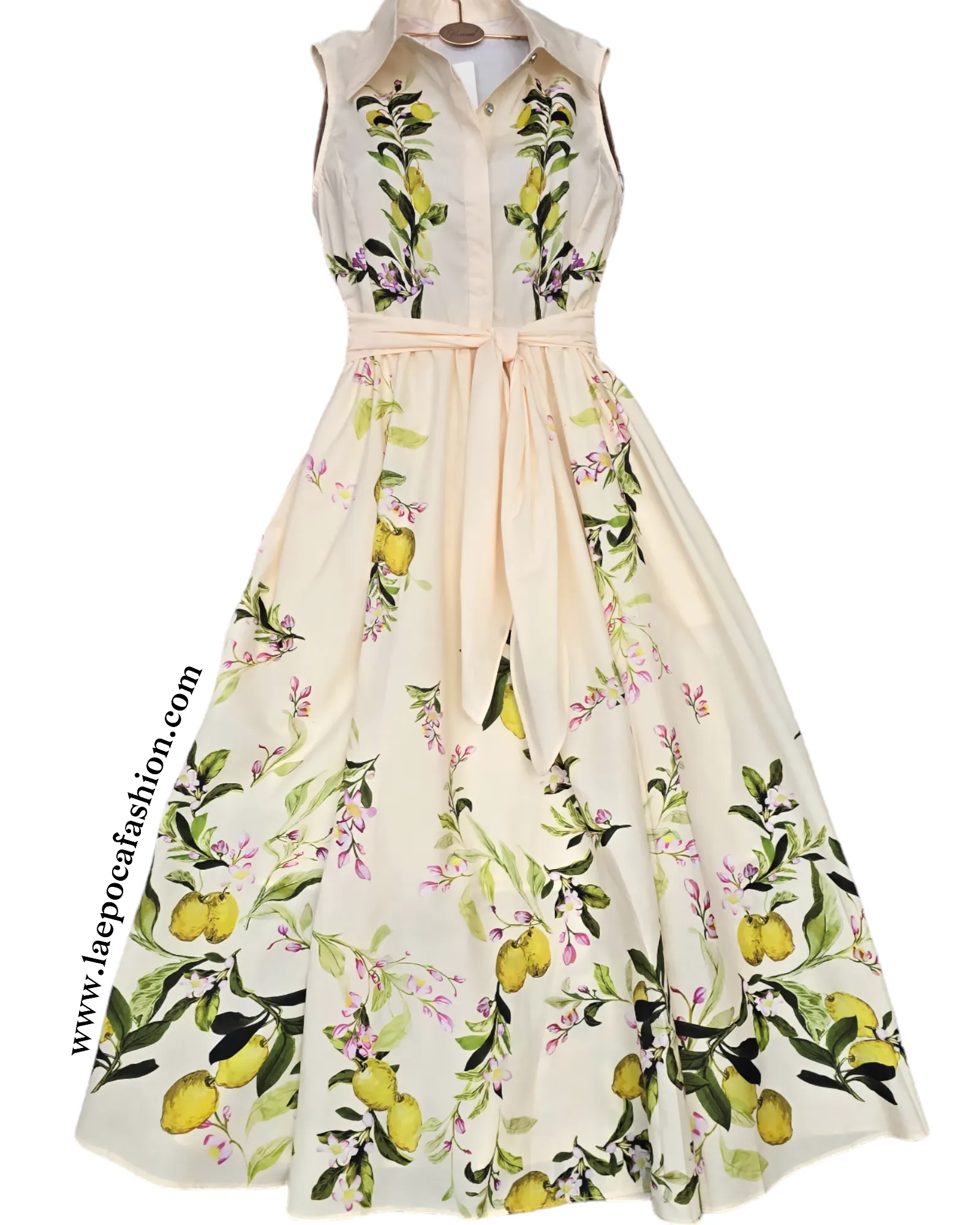 Just For You Lemon Pattern Midi Dress