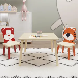 Kids Table and 2 Chairs Set Natural Modern Contemporary