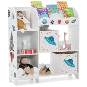 Kids Toy and Book Organizer Children with Storage Bins - Color: White