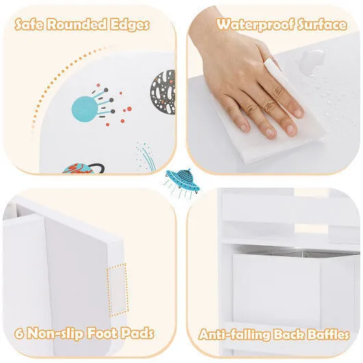 Kids Toy and Book Organizer Children with Storage Bins - Color: White
