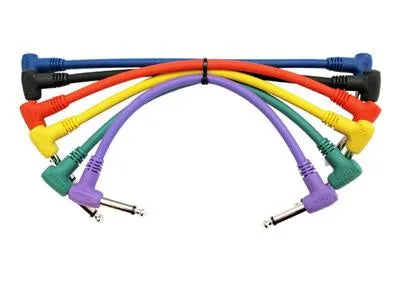 Kirlin 6" / 15cm Moulded Angled - Angled Jack Patch Cables - Pack of 6