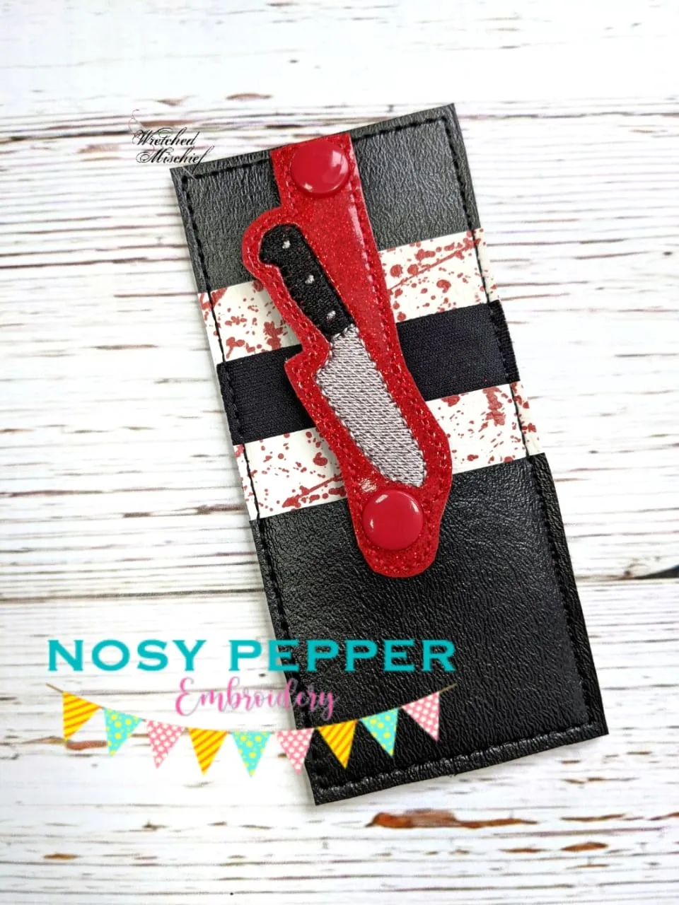 Knife Wallet tab (2 sizes included) machine embroidery design DIGITAL DOWNLOAD