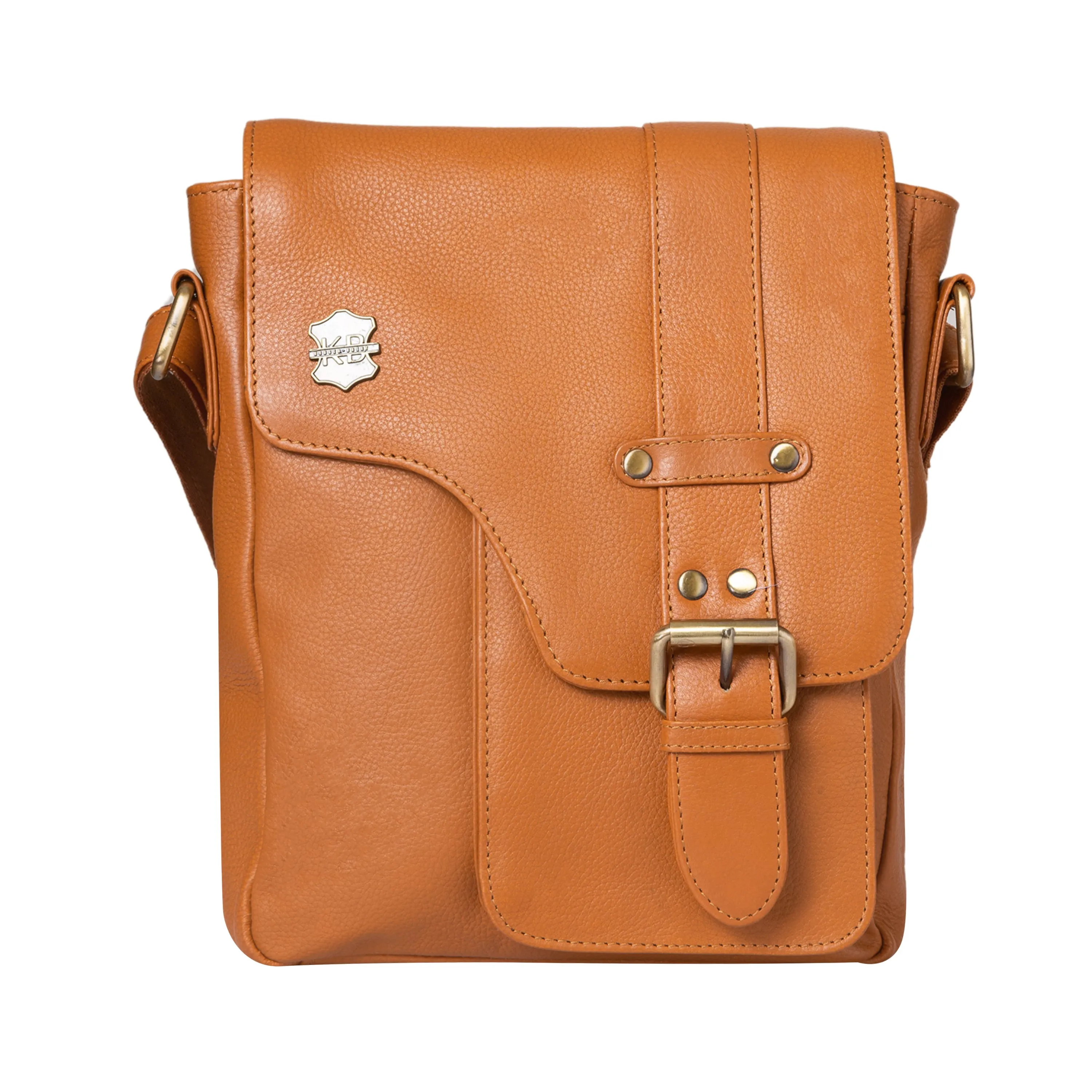Kuger-Brent Prescott Cognac Genuine Leather Unisex Sling Bag