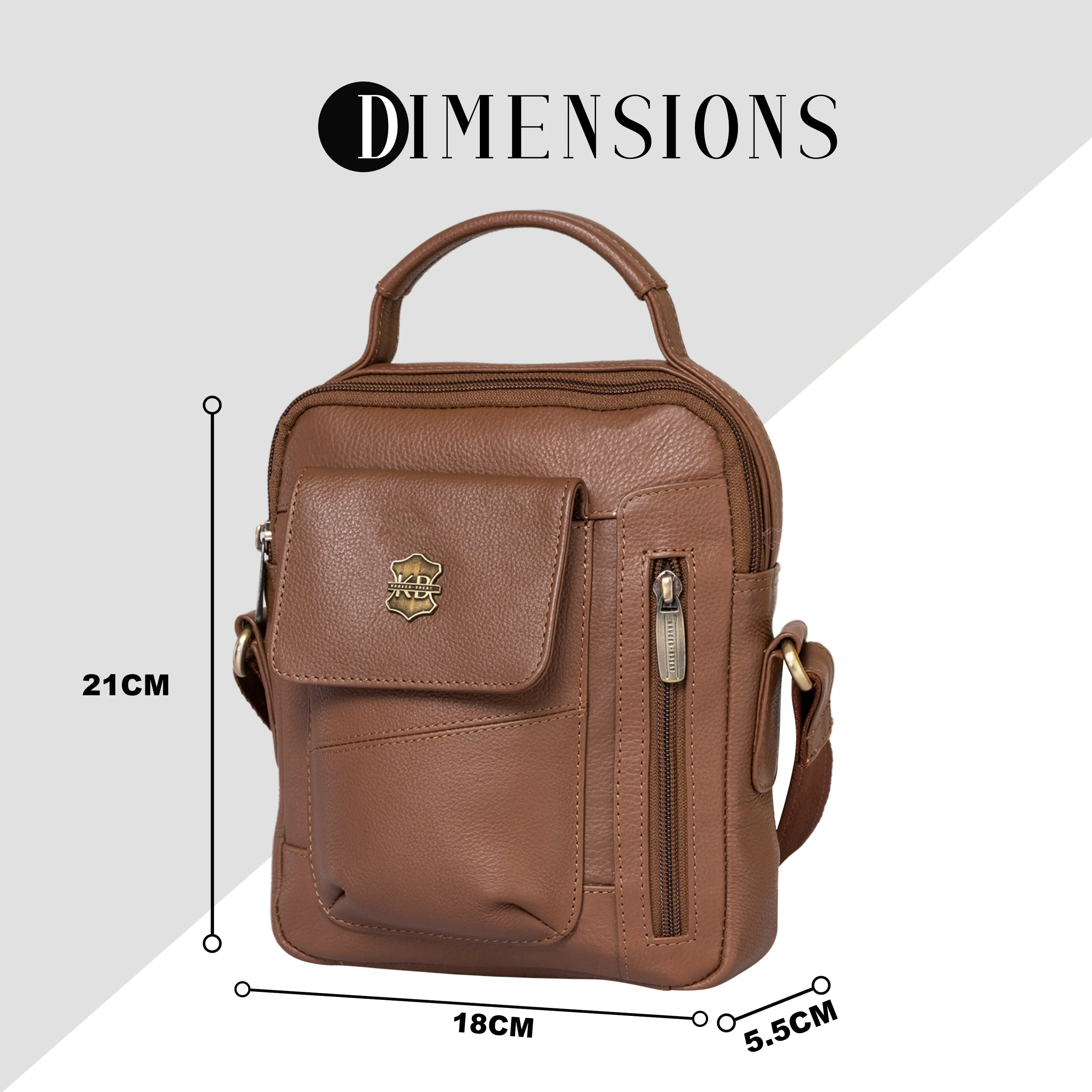 Kuger-Brent Vance Tan Genuine Leather Unisex Sling Bag