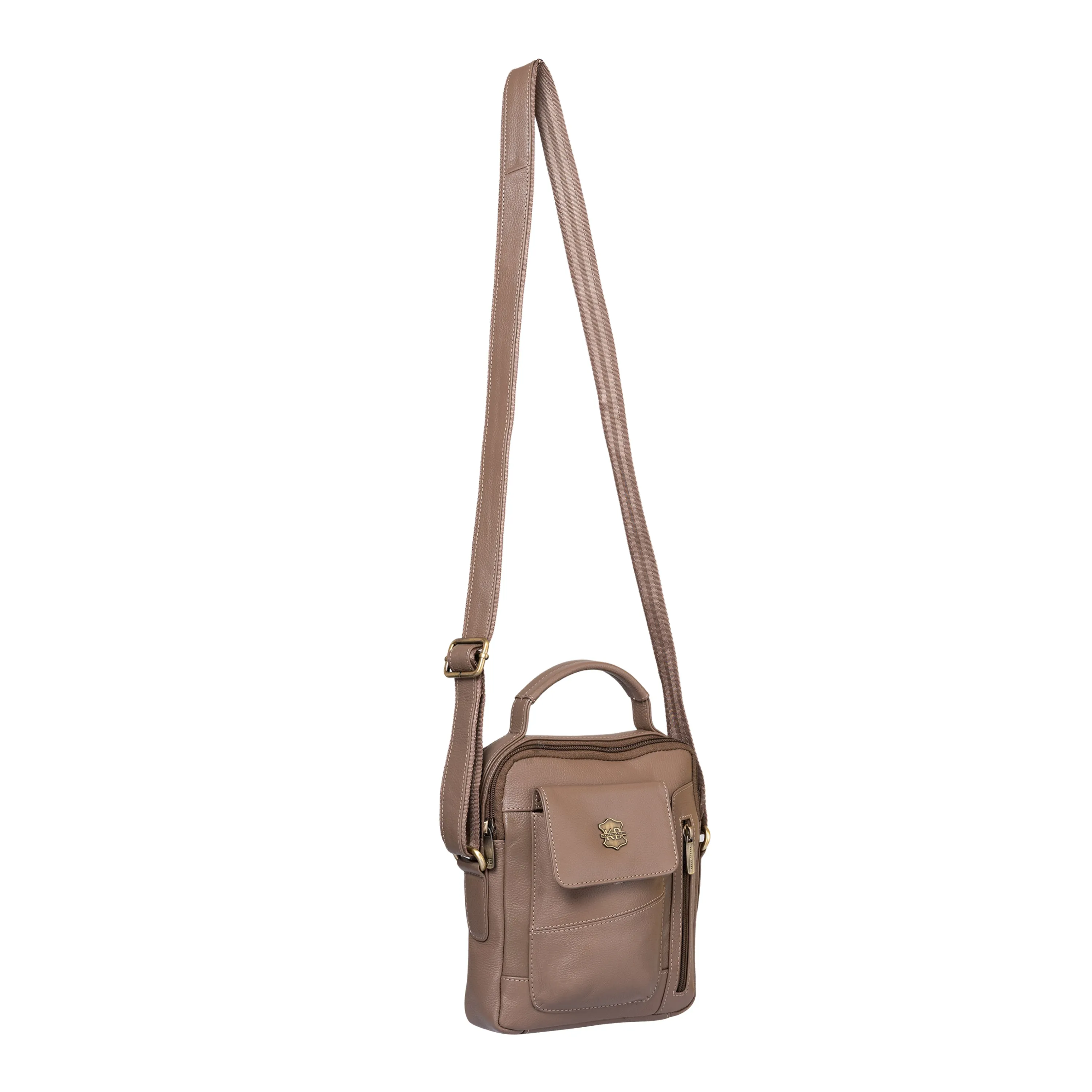 Kuger-Brent Vance Taupe Genuine Leather Unisex Sling Bag