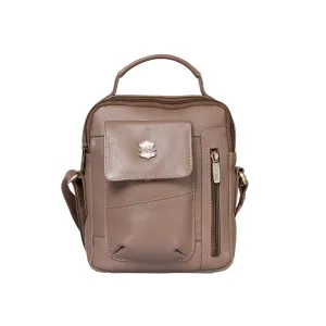 Kuger-Brent Vance Taupe Genuine Leather Unisex Sling Bag
