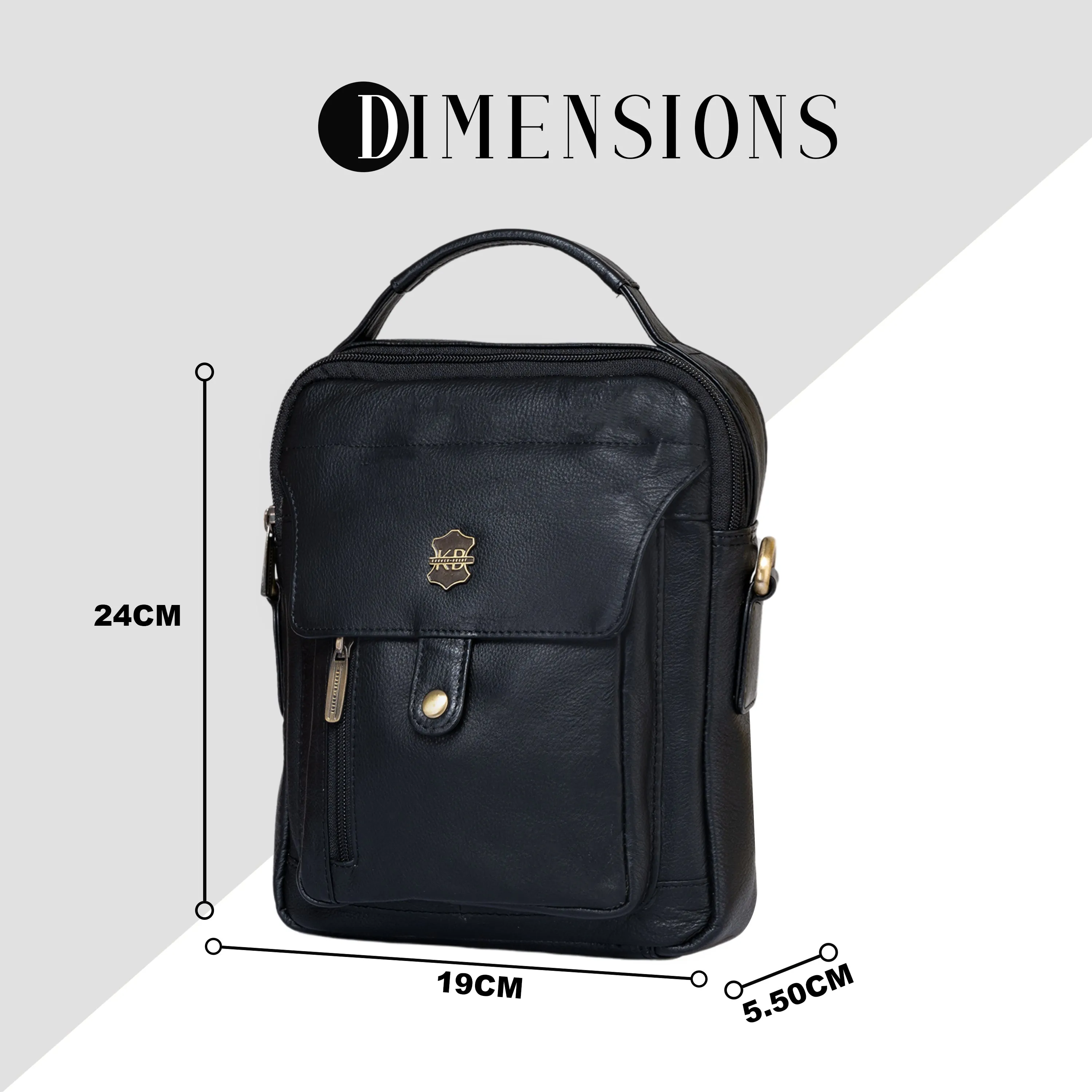 Kuger-Brent Zephyr Black Genuine Leather Unisex Sling Bag