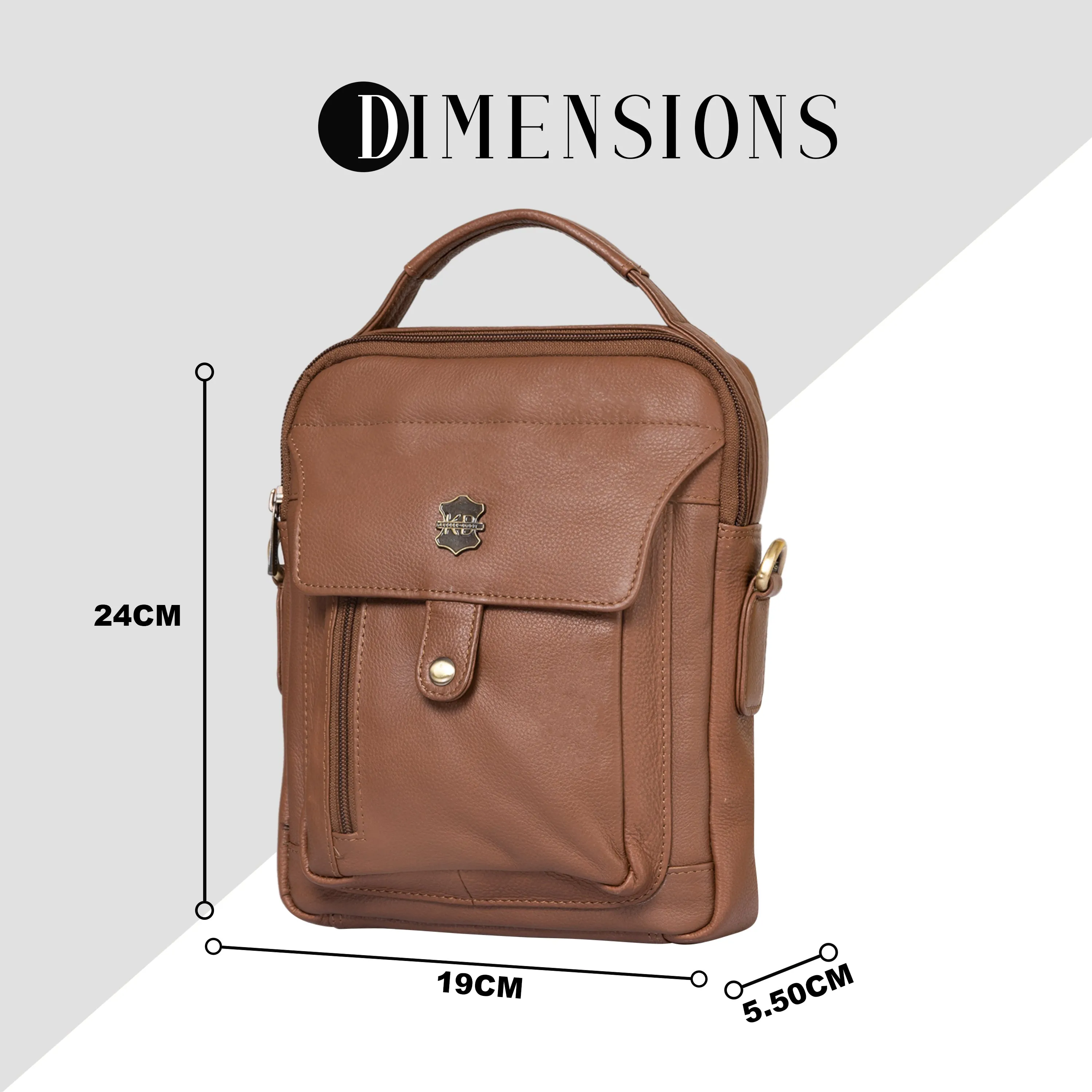 Kuger-Brent Zephyr Tan Genuine Leather Unisex Sling Bag