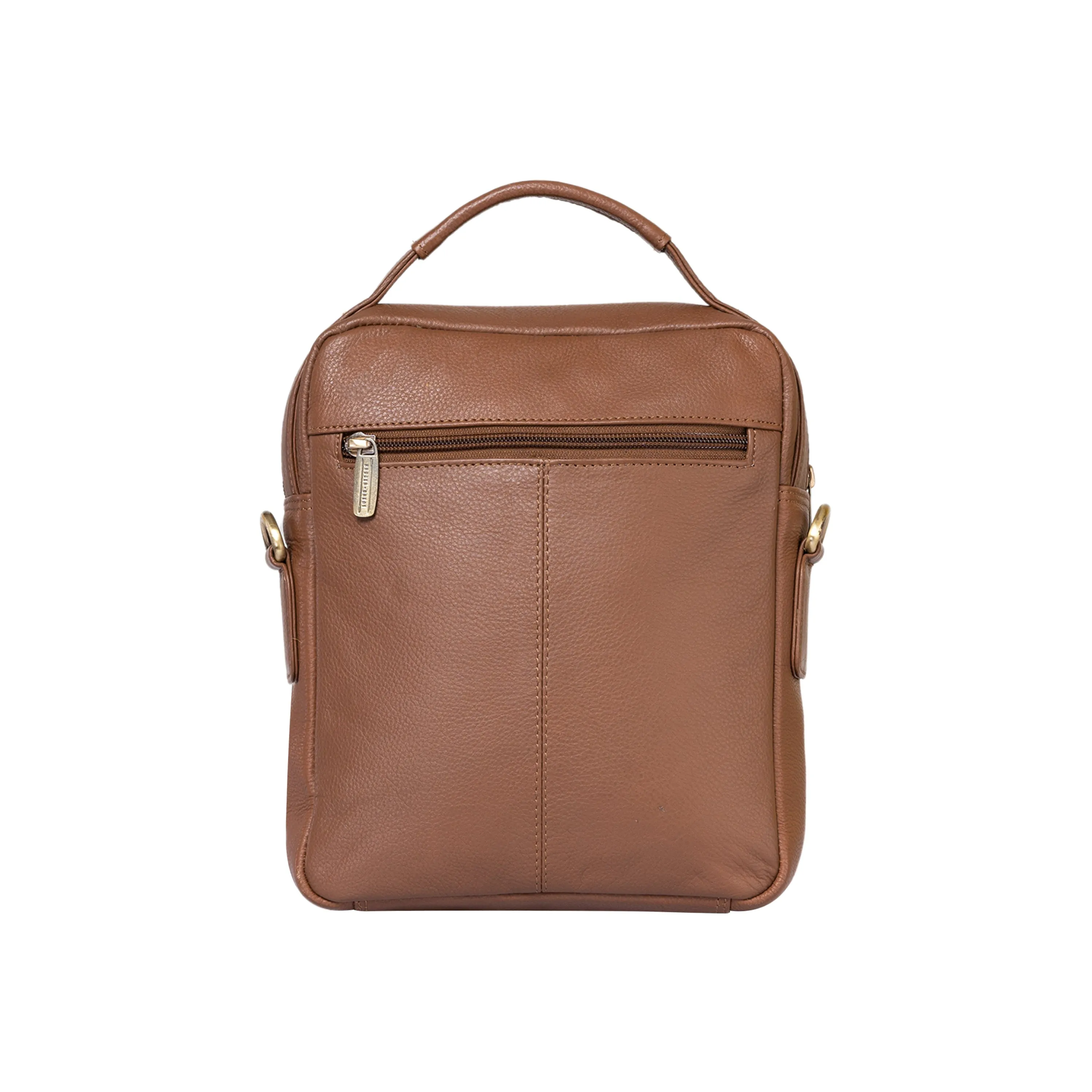 Kuger-Brent Zephyr Tan Genuine Leather Unisex Sling Bag