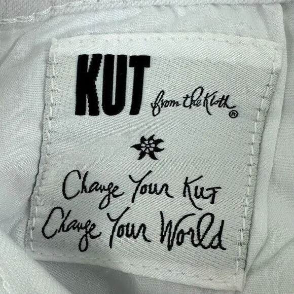 Kut From The Kloth Women's 8 Catherine Boyfriend Short White Denim Relaxed Fit