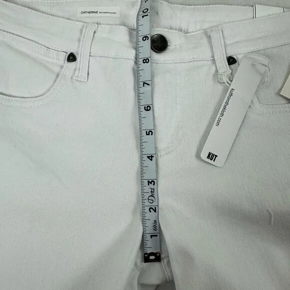Kut From The Kloth Women's 8 Catherine Boyfriend Short White Denim Relaxed Fit