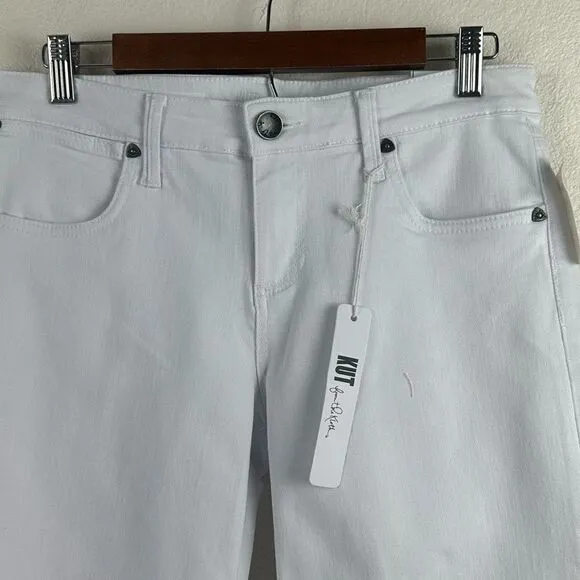 Kut From The Kloth Women's 8 Catherine Boyfriend Short White Denim Relaxed Fit