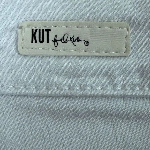 Kut From The Kloth Women's 8 Catherine Boyfriend Short White Denim Relaxed Fit
