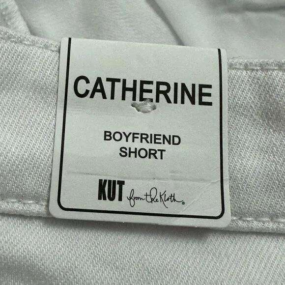 Kut From The Kloth Women's 8 Catherine Boyfriend Short White Denim Relaxed Fit