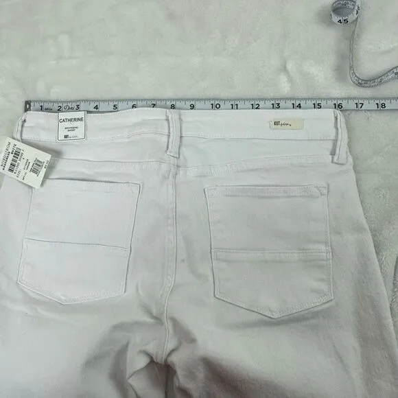 Kut From The Kloth Women's 8 Catherine Boyfriend Short White Denim Relaxed Fit