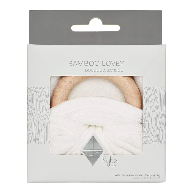 Kyte Baby Lovey with Removable Wooden Teething Ring in Cloud