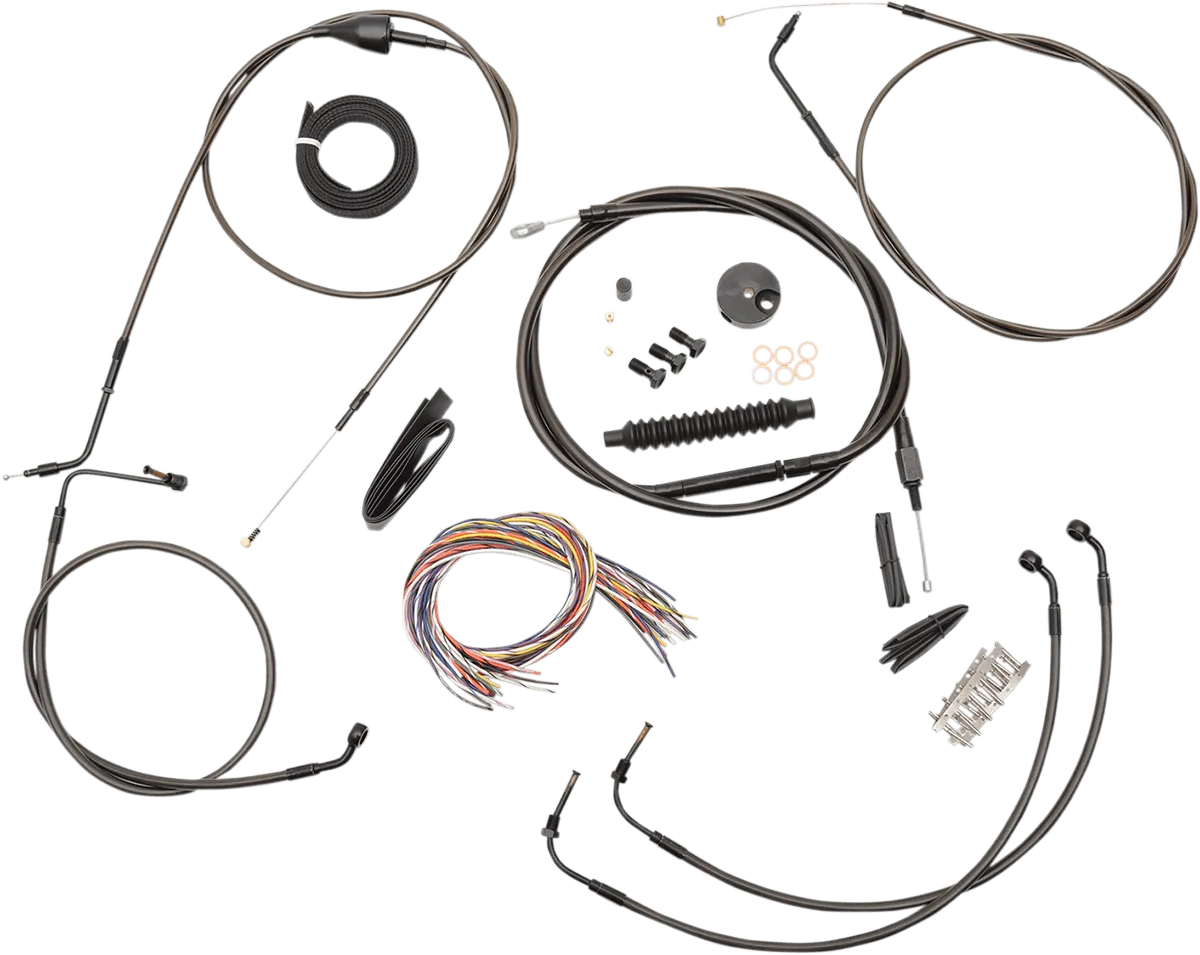 LA Choppers LA-8005KT2A-19M Complete Handlebar Cable and Brake Line Kit - Midnight