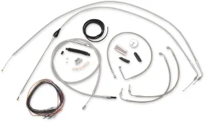 LA Choppers LA-8006KT2B-13 Complete Handlebar Cable/Brake & Clutch Line/Wire Kit - Stainless Braided