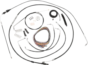LA Choppers LA-8006KT2B-16B Complete Handlebar Cable and Brake Line Kit - Black Vinyl/Stainless