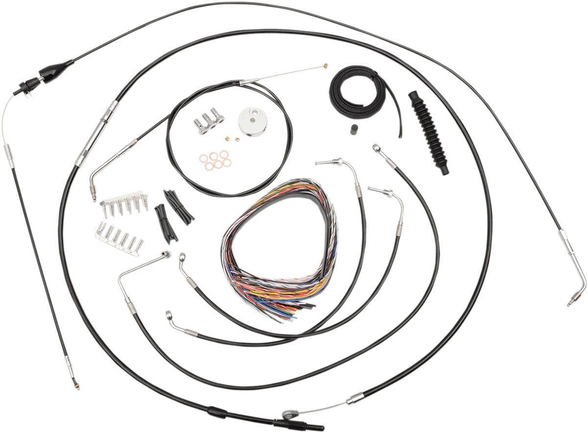 LA Choppers LA-8006KT2B-16B Complete Handlebar Cable and Brake Line Kit - Black Vinyl/Stainless