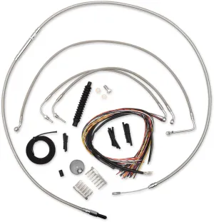 LA Choppers LA-8011KT2B-19 Complete Handlebar Cable/Brake & Clutch Line/Wire Kit - Stainless Braided