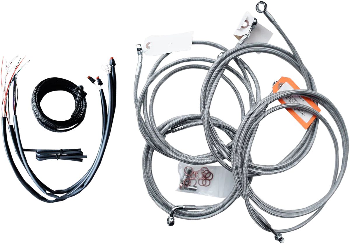 LA Choppers LA-8052KT2-13 Complete Handlebar Cable/Brake & Clutch Line/Wire Kit - Stainless Braided