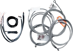LA Choppers LA-8052KT2-13 Complete Handlebar Cable/Brake & Clutch Line/Wire Kit - Stainless Braided