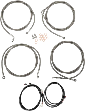 LA Choppers LA-8054KT3-08 Complete Handlebar Cable/Brake & Clutch Line/Wire Kit - Stainless Braided