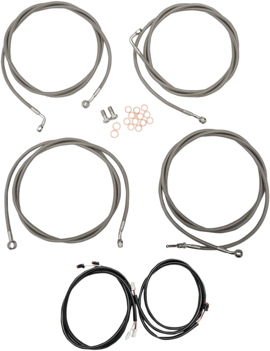 LA Choppers LA-8054KT3-08 Complete Handlebar Cable/Brake & Clutch Line/Wire Kit - Stainless Braided