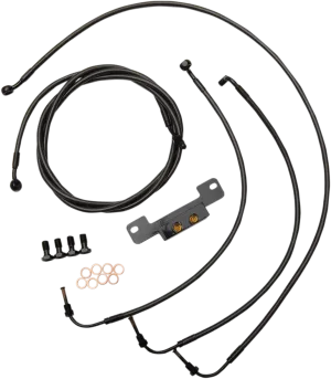 LA Choppers LA-8055KT-13M Standard Handlebar Cable/Brake & Clutch Line/Wire Kit - Black Vinyl/Stainless