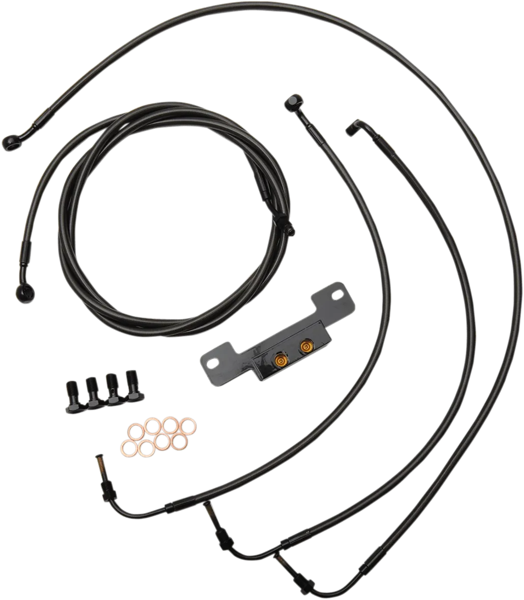 LA Choppers LA-8055KT-13M Standard Handlebar Cable/Brake & Clutch Line/Wire Kit - Black Vinyl/Stainless