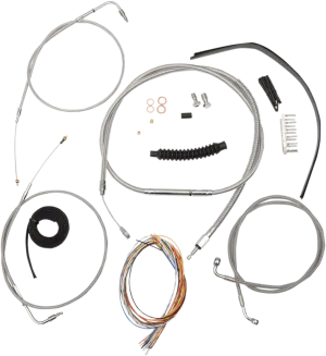 LA Choppers LA-8210KT2B-19 Complete Handlebar Cable/Brake & Clutch Line/Wire Kit - Stainless Braided