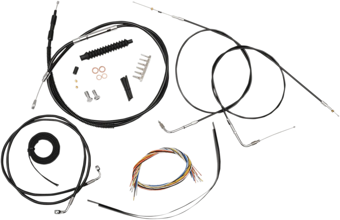 LA Choppers LA-8300KT2-13B Complete Handlebar Cable and Brake Line Kit - Black Vinyl/Stainless