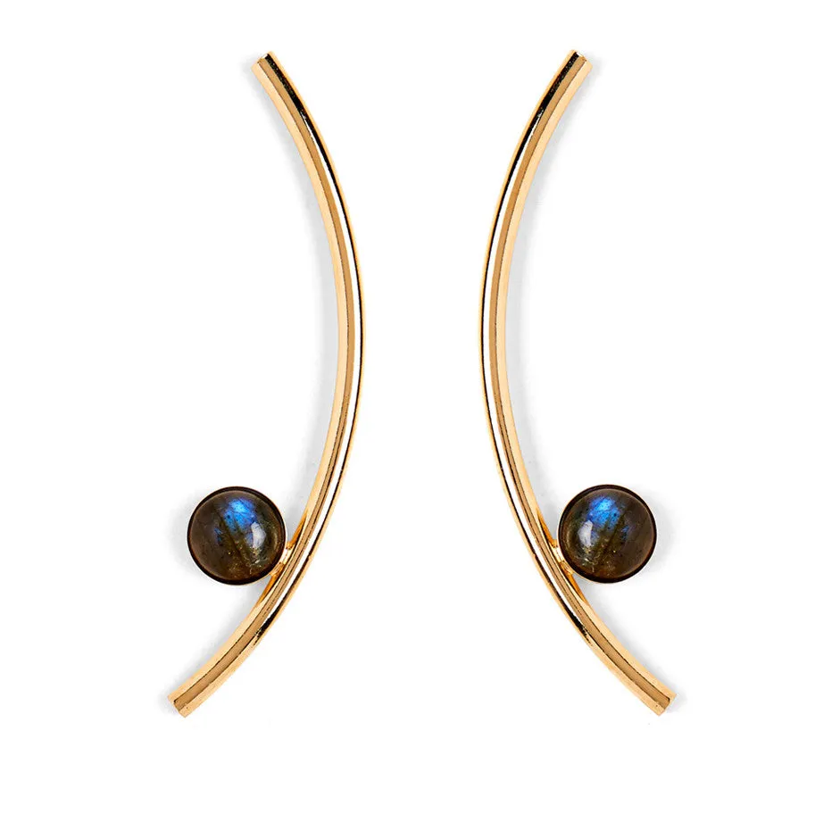 Labradorite Arc Earring in Gold