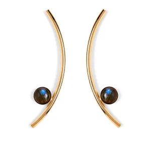 Labradorite Arc Earring in Gold
