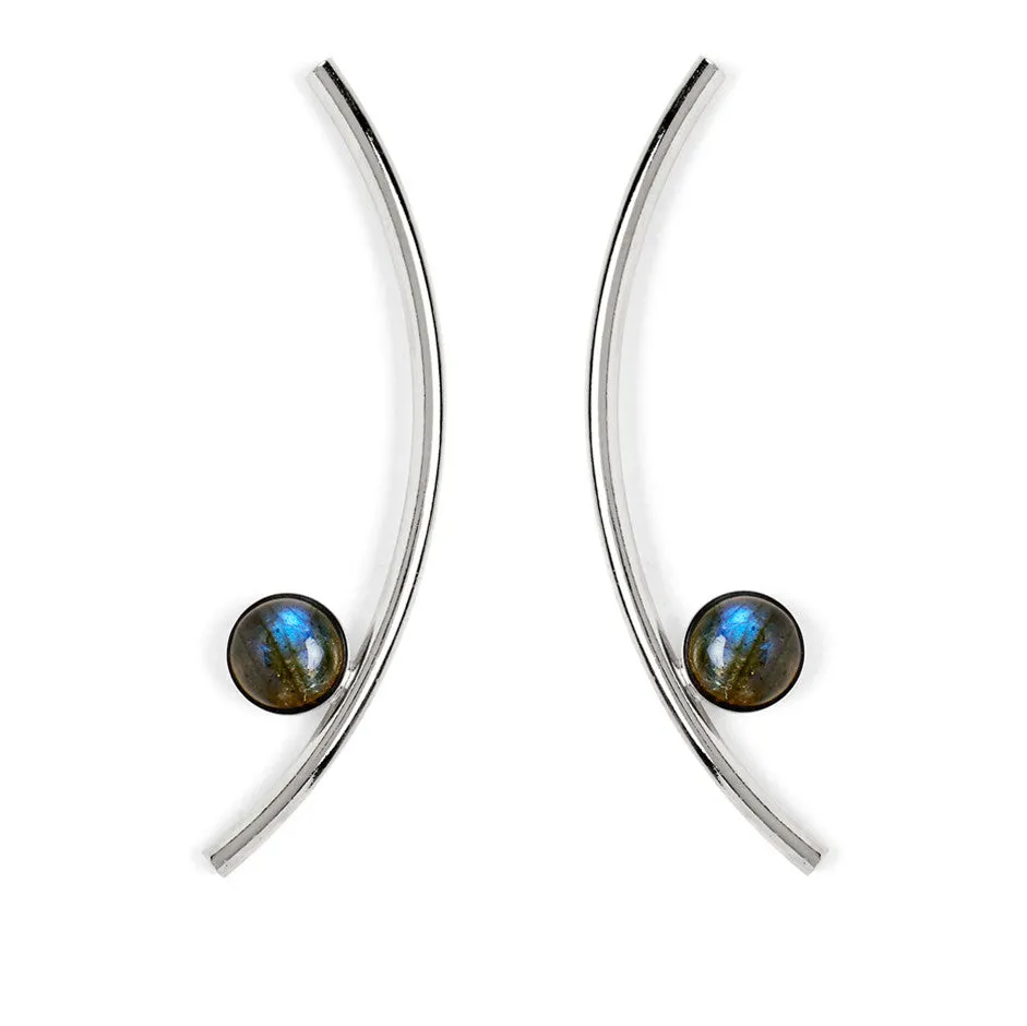 Labradorite Arc Earring in Silver