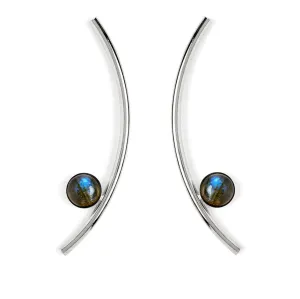 Labradorite Arc Earring in Silver