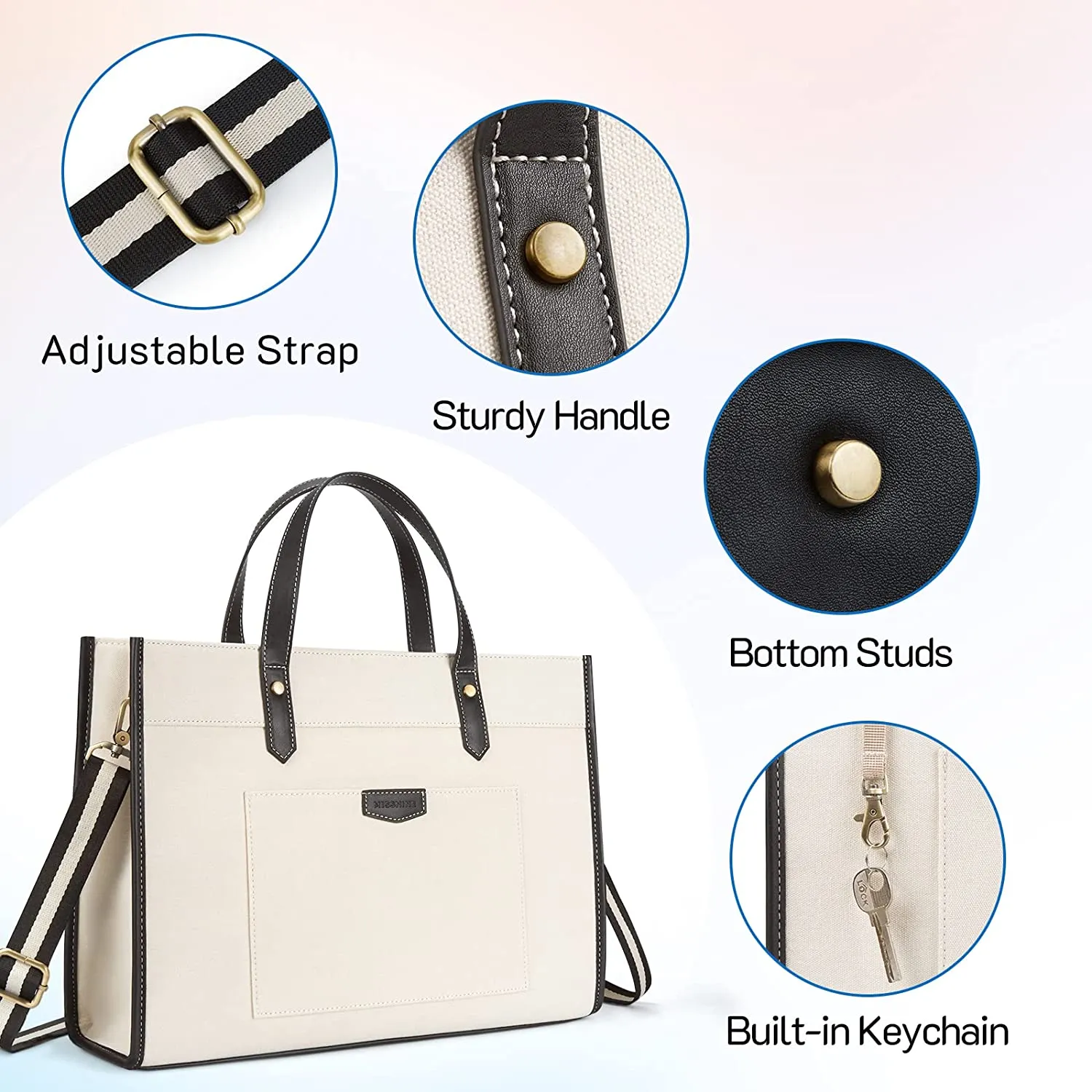 Laptop Tote Bag Canvas Laptop Bag 15.6 inch Work Shoulder Bags Casual Briefcase Handbag for Travel, Office, School