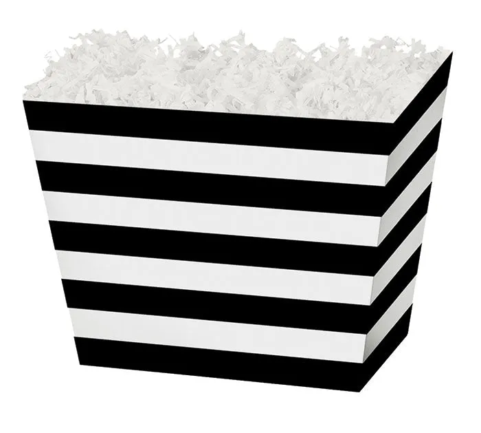 Large Angled Basket Box || Black   White Stripes