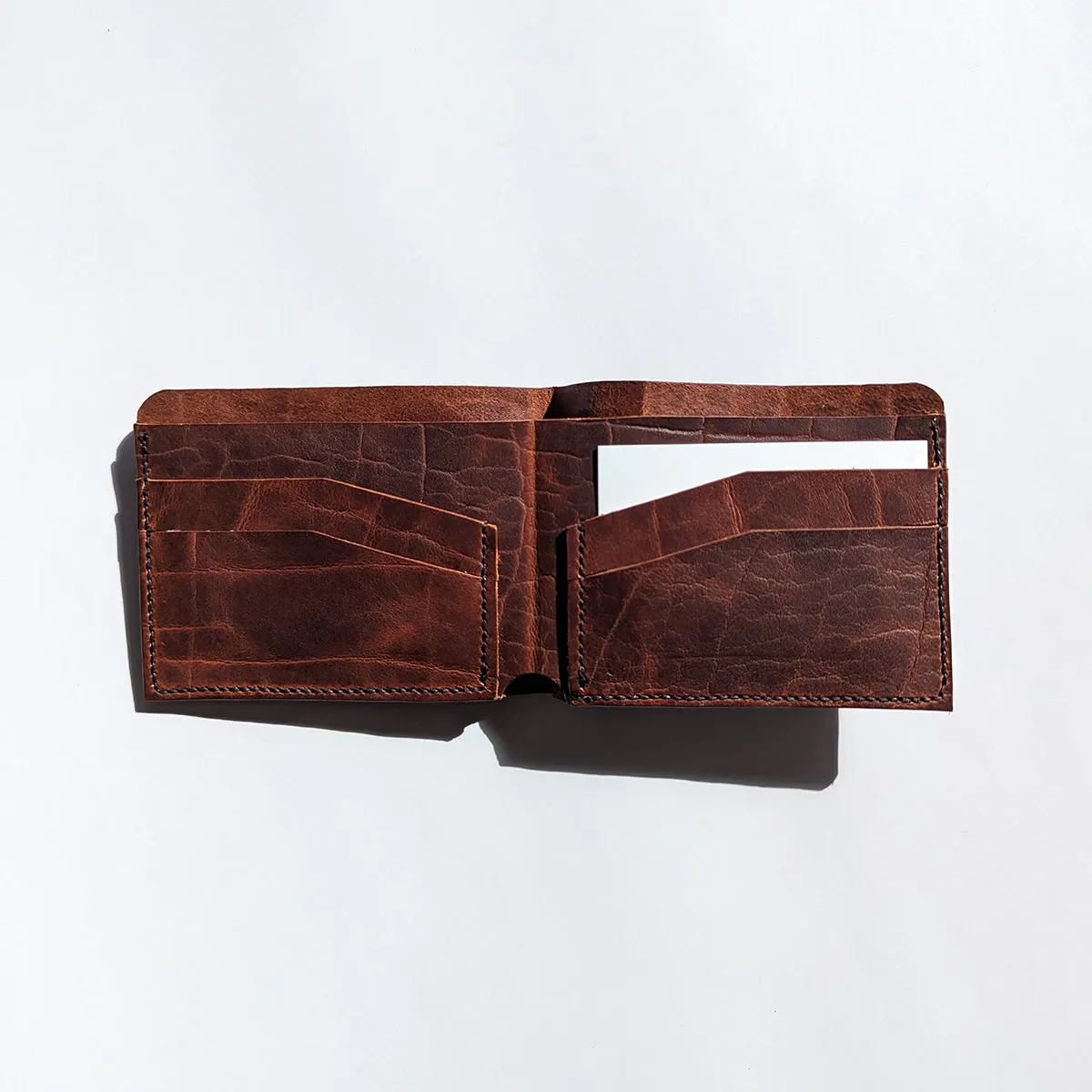 Leather Billfold with 5 pockets, handsewn