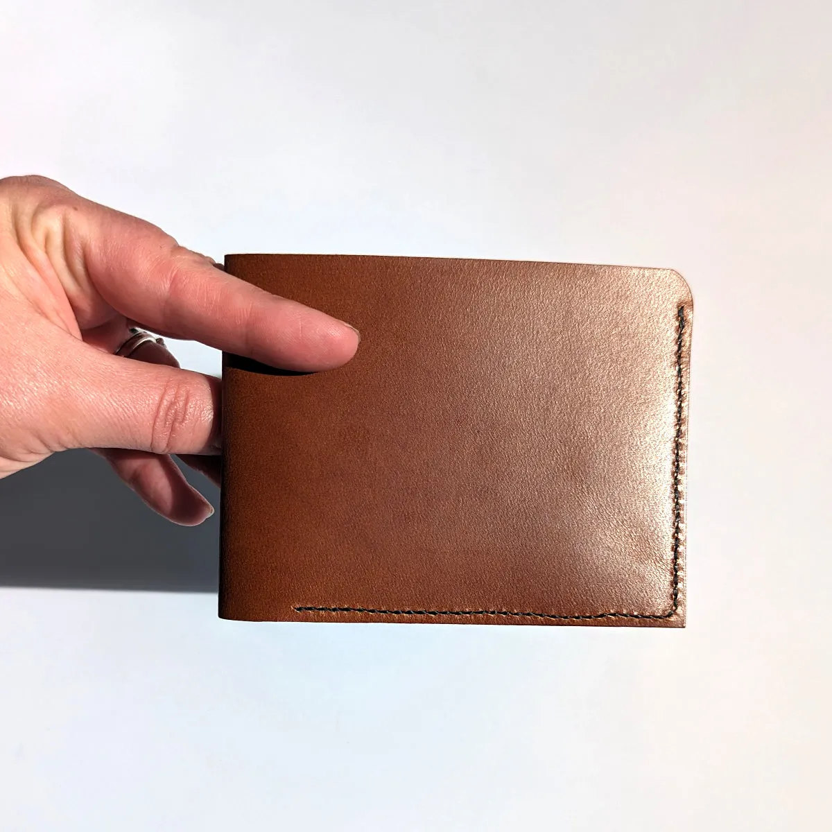 Leather Billfold with 5 pockets, handsewn