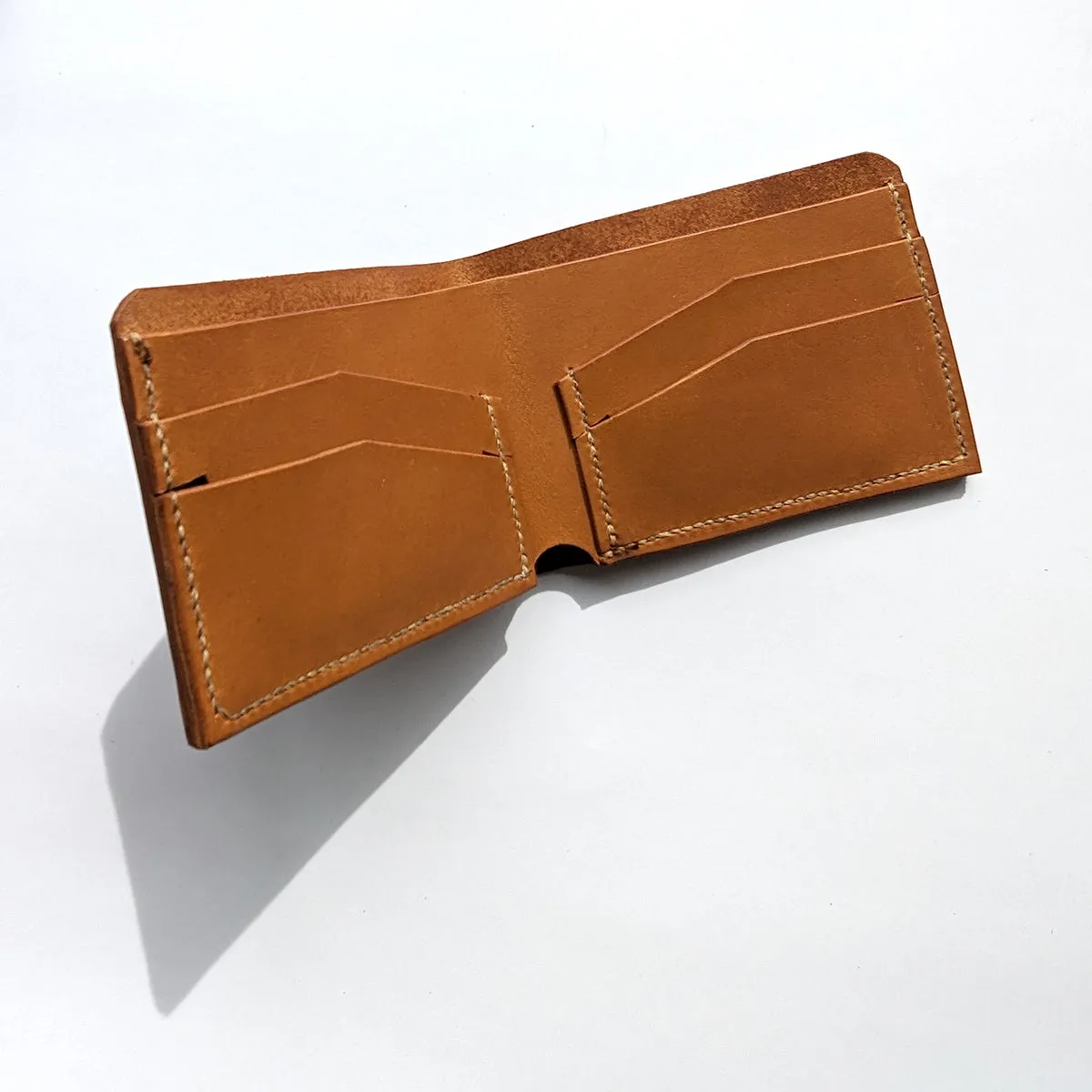 Leather Billfold with 5 pockets, handsewn