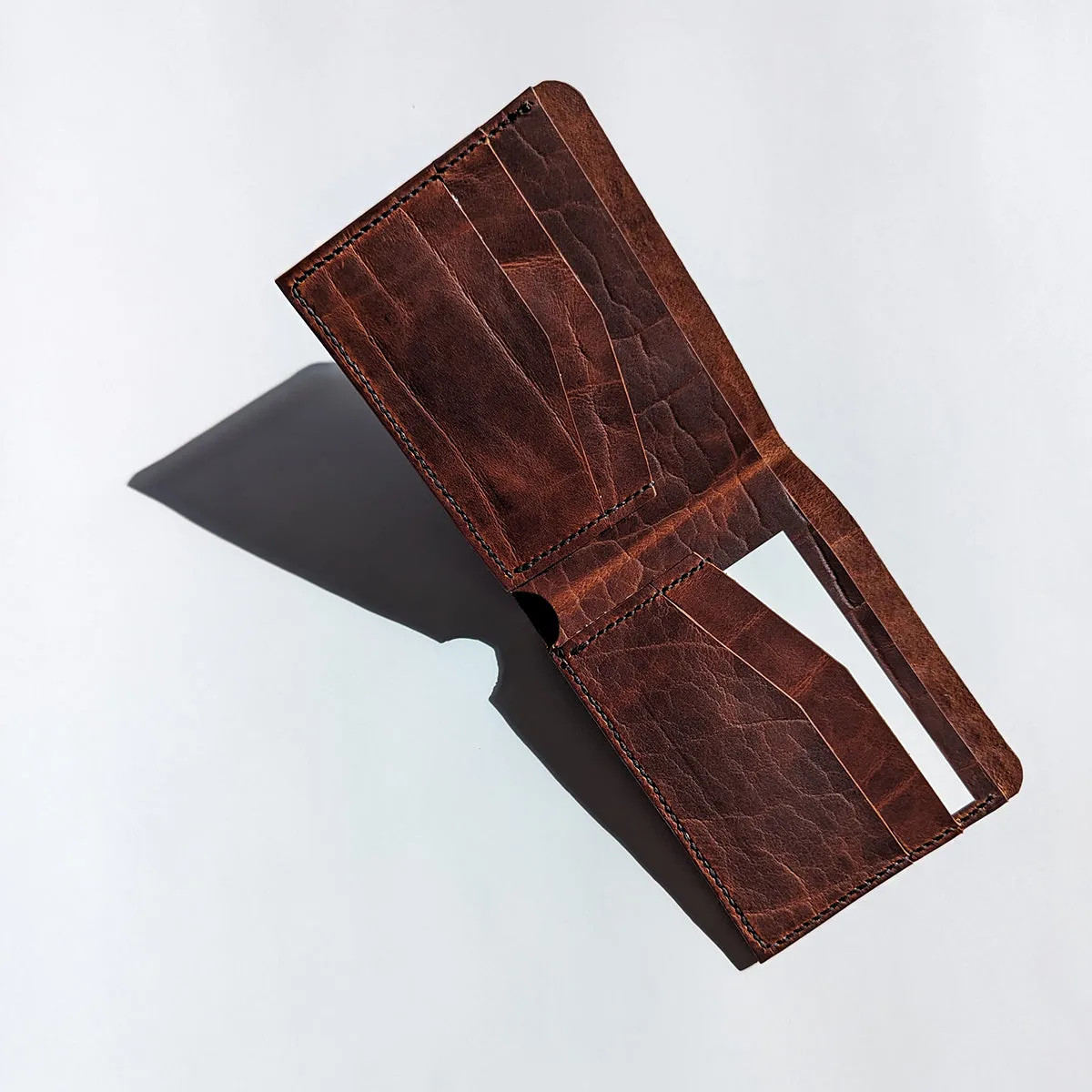 Leather Billfold with 5 pockets, handsewn