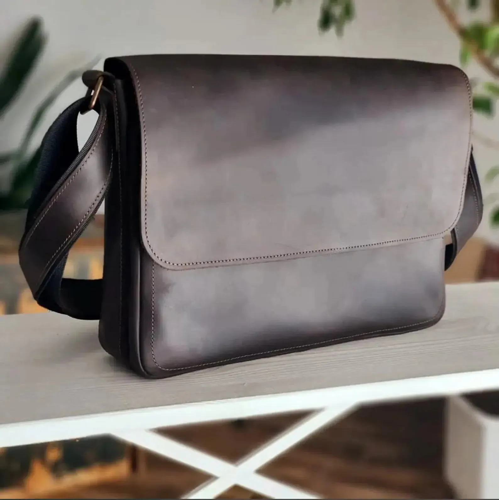 Leather Messenger Bag Laptop Case