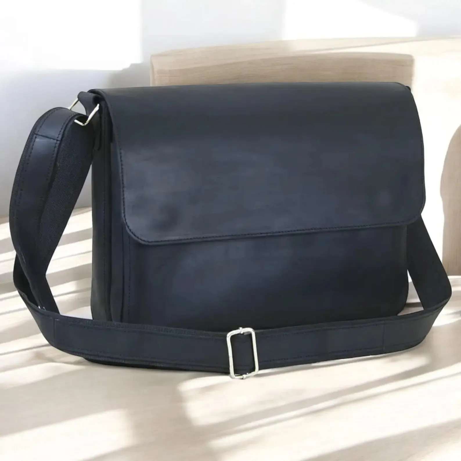 Leather Messenger Bag Laptop Case