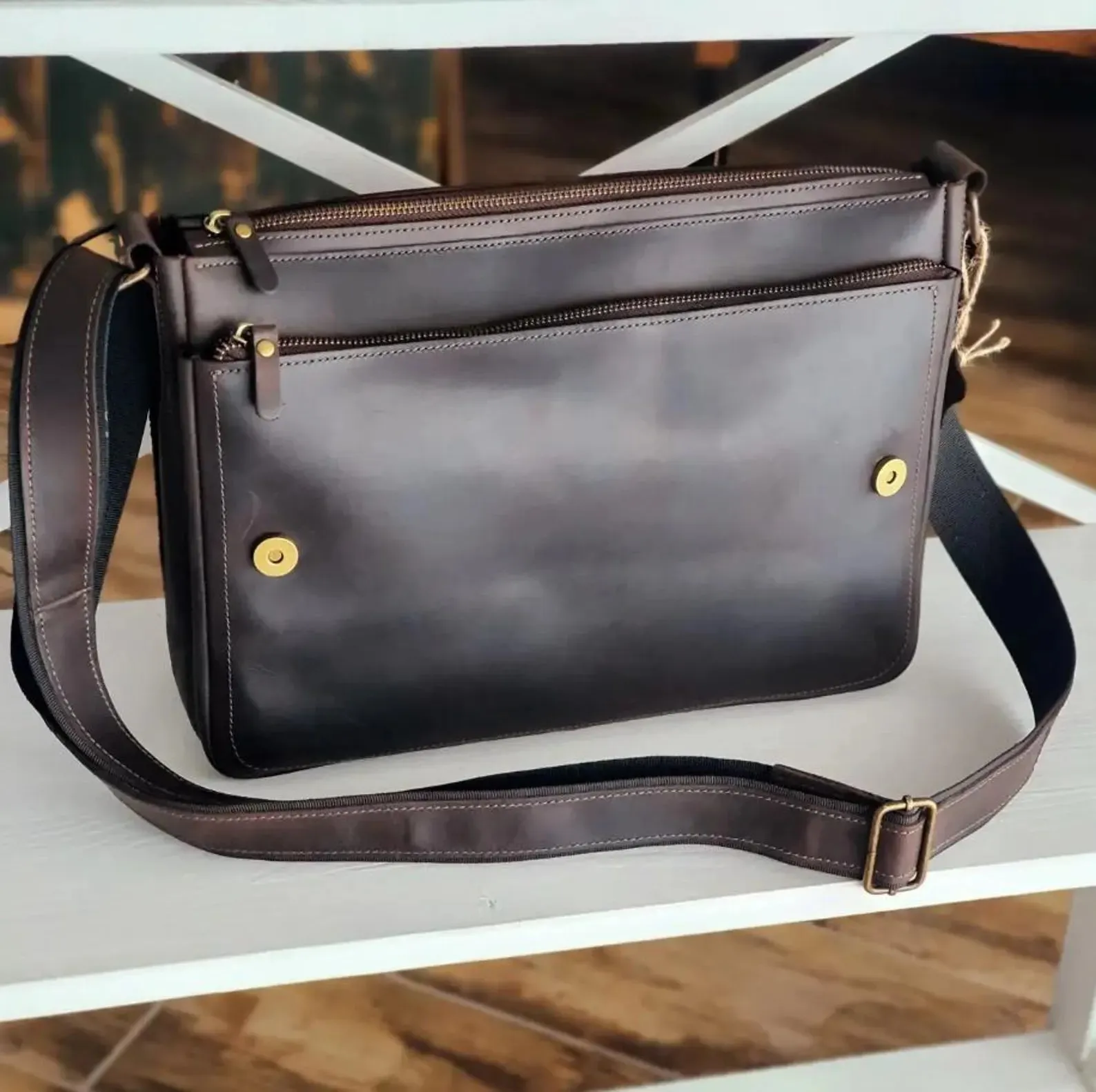Leather Messenger Bag Laptop Case