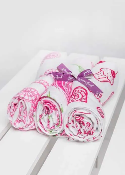 LennyLamb Muslin Square - Set of three - Sweet Nothings