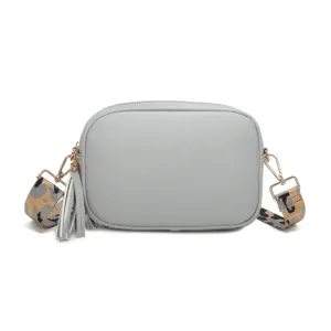 Light Grey Double Zip Bag with Strap